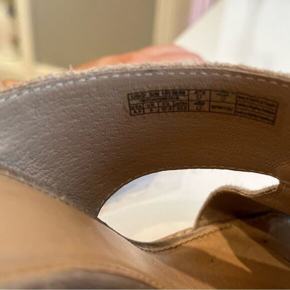 UGG Celia Grey Suede Cutout Slide Heels Sandals Heeled Open Toe Mules Sz 6.5 - Picture 7 of 11